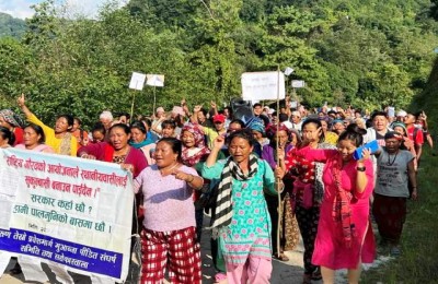 Community Protest Against Land Grabbing Carried out by 900 MW Arun – III hydro Power Project and its Link Project.
