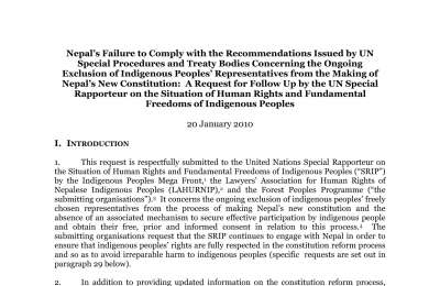 A Request for Follow Up by the UN Special Rapporteur