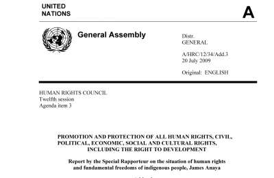 Report by James Anaya, the Special Rapporteur