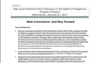 Main Conclusion High Level National Policy Dialogue on Rights of Indigenous Peoples_ENG