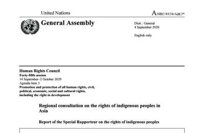 Report on regional consultation on the rights of indigenous peoples in Asia