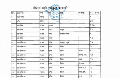 संघ, प्रदेश र स्थानीय तहको दरवन्दी